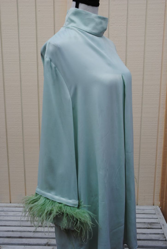 mint green Sleeper silk feathered set, L