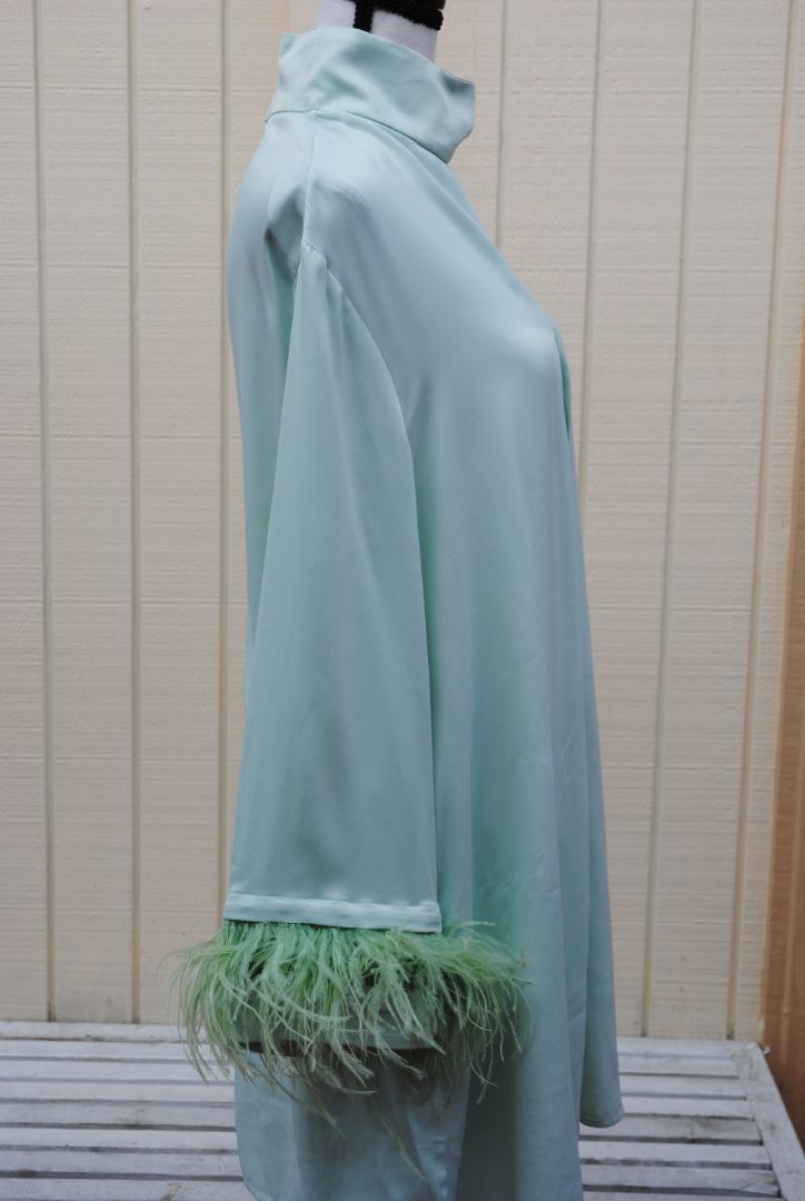 mint green Sleeper silk feathered set, L
