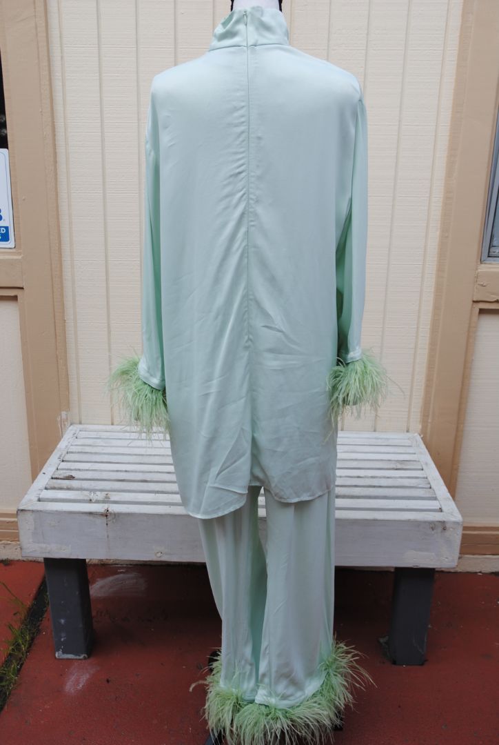 mint green Sleeper silk feathered set, L