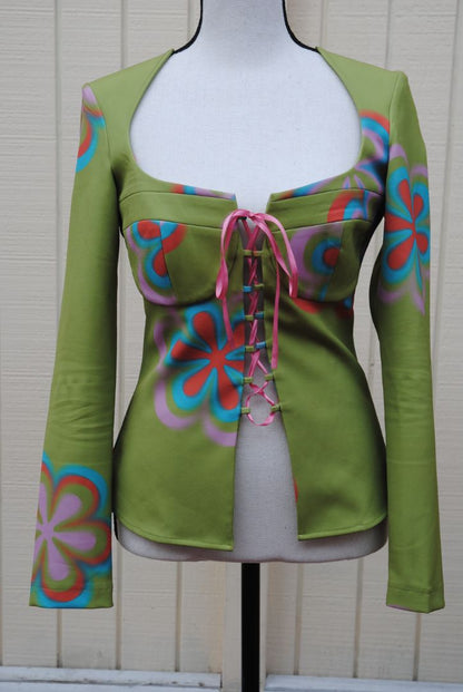 green Tyler McGillivary corset shirt, M