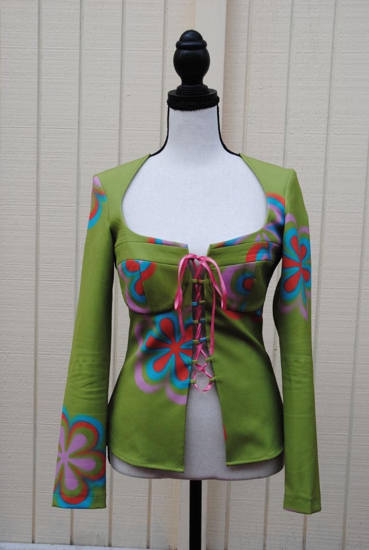 green Tyler McGillivary corset shirt, M