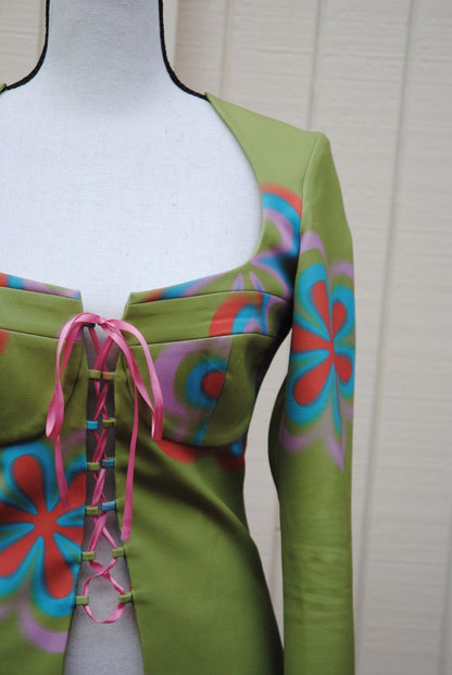 green Tyler McGillivary corset shirt, M