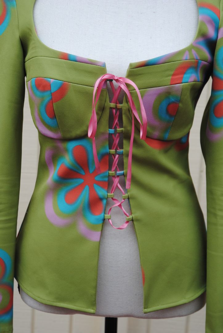green Tyler McGillivary corset shirt, M