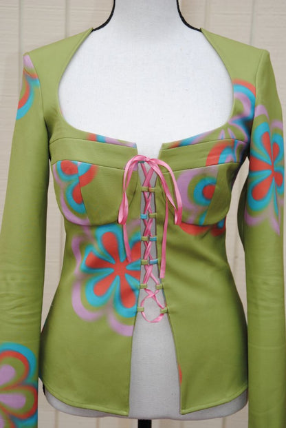 green Tyler McGillivary corset shirt, M
