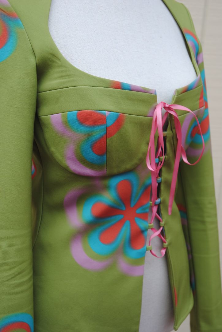 green Tyler McGillivary corset shirt, M