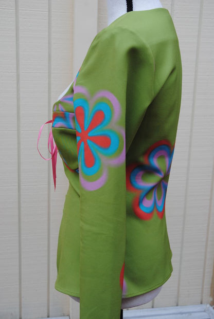 green Tyler McGillivary corset shirt, M