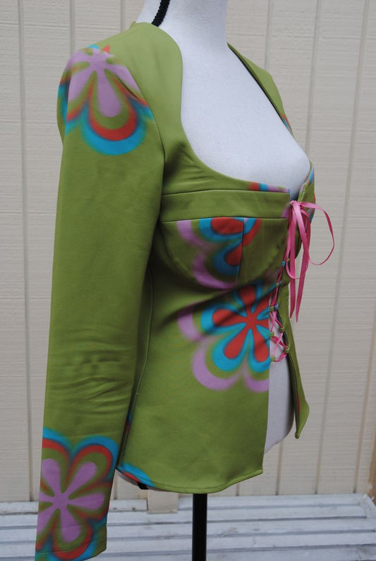 green Tyler McGillivary corset shirt, M