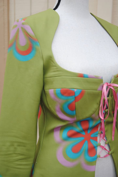 green Tyler McGillivary corset shirt, M