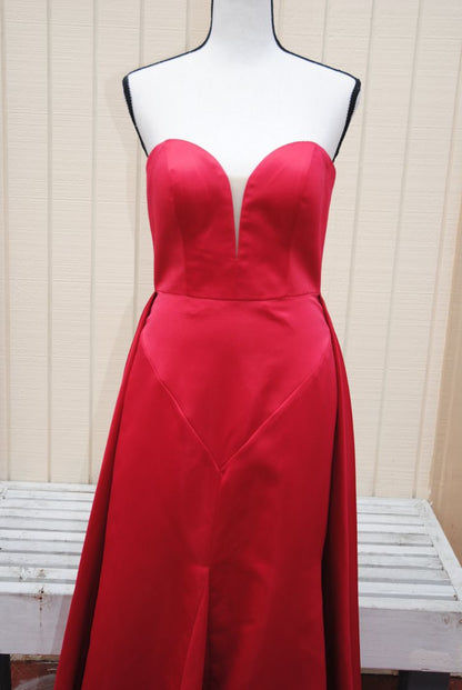 Terani Couture red sweetheart strapless gown