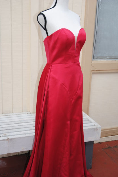 Terani Couture red sweetheart strapless gown