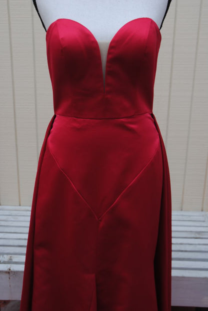 Terani Couture red sweetheart strapless gown