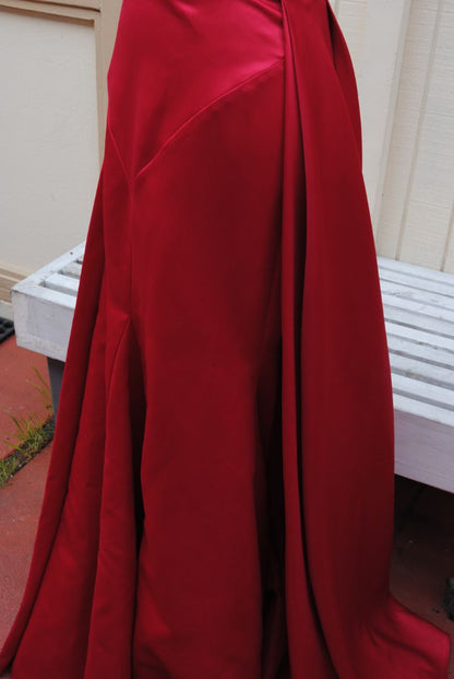 Terani Couture red sweetheart strapless gown