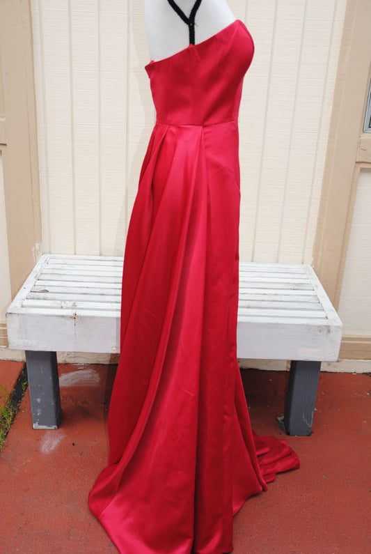 Terani Couture red sweetheart strapless gown