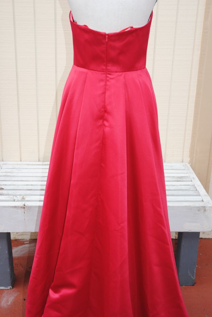 Terani Couture red sweetheart strapless gown