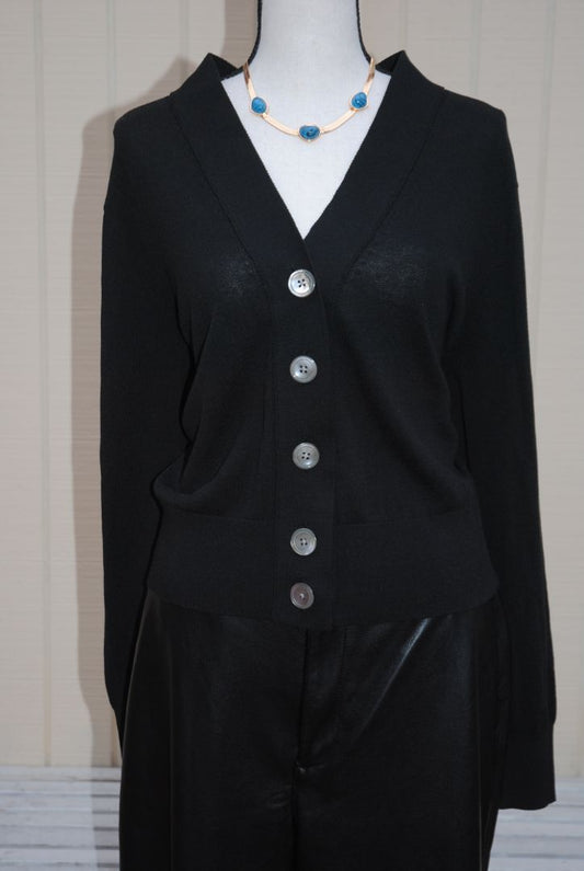 black JCREW button cardigan, L