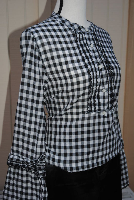 black and white JCREW gingham top, 10