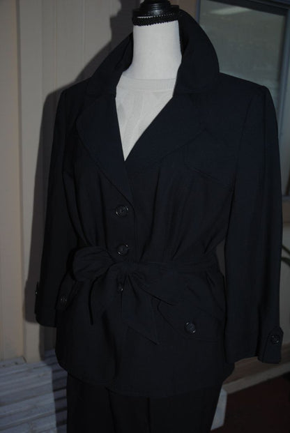 Ann Taylor Black Petite Trench Suit Set 12P