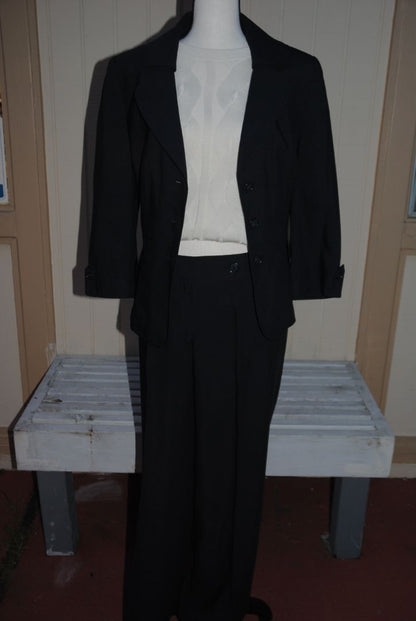 Ann Taylor Black Petite Trench Suit Set 12P