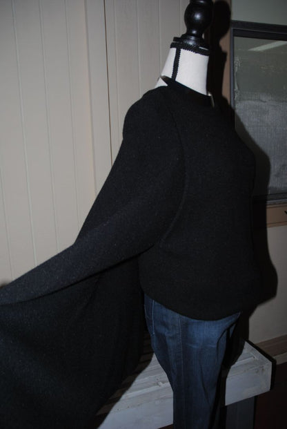 Calvin Klein Black dolman cape sweater, L