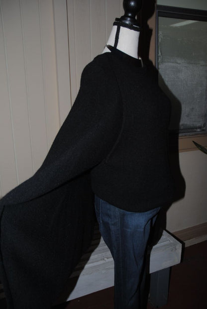 Calvin Klein Black dolman cape sweater, L