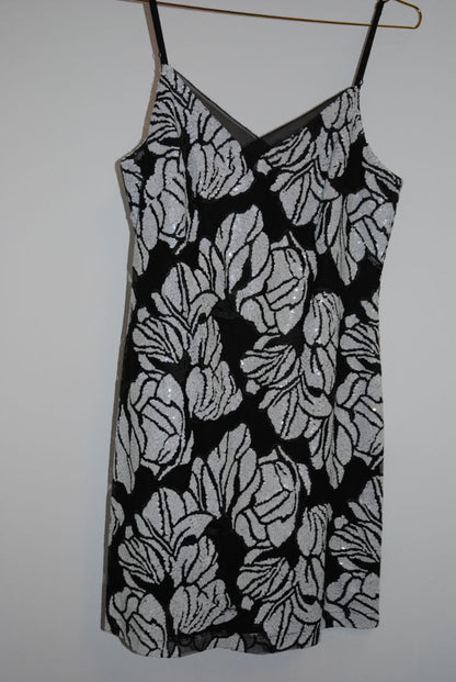 White House Black Market Black White Sequin Dress
