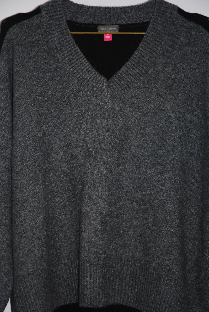 gray and black Vince Camuto two tone sweater
