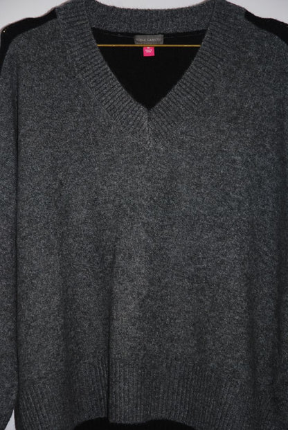 gray and black Vince Camuto two tone sweater