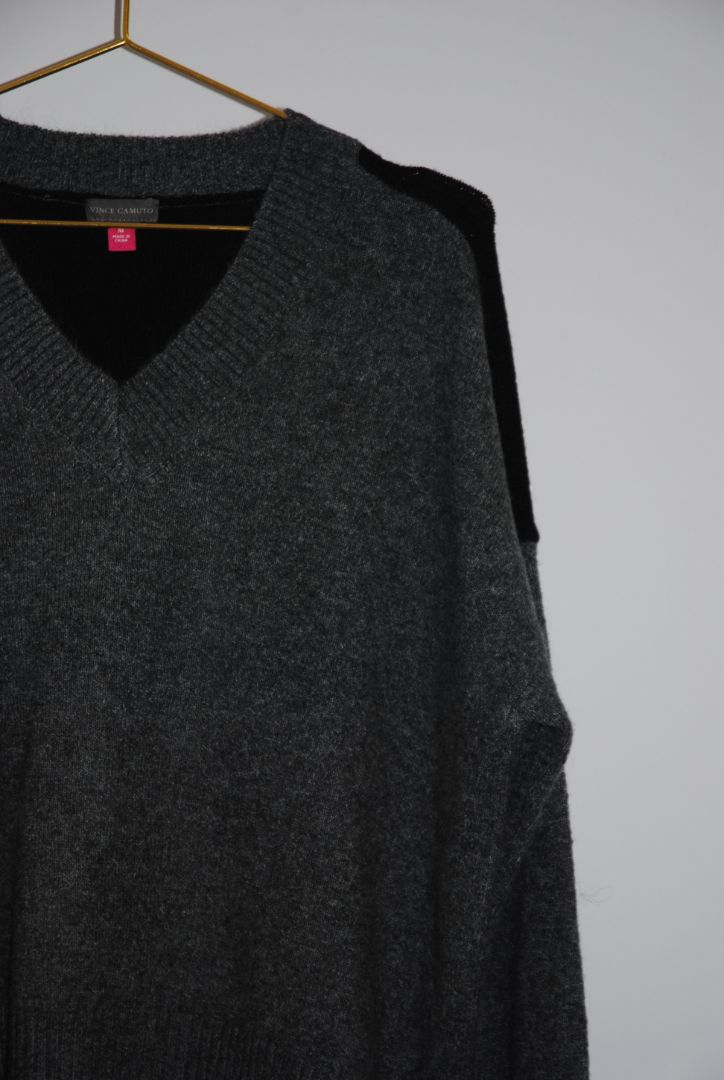 gray and black Vince Camuto two tone sweater