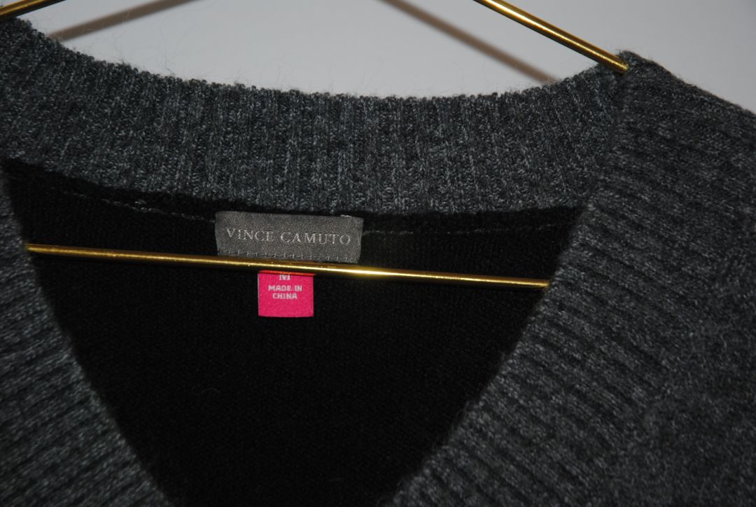 gray and black Vince Camuto two tone sweater