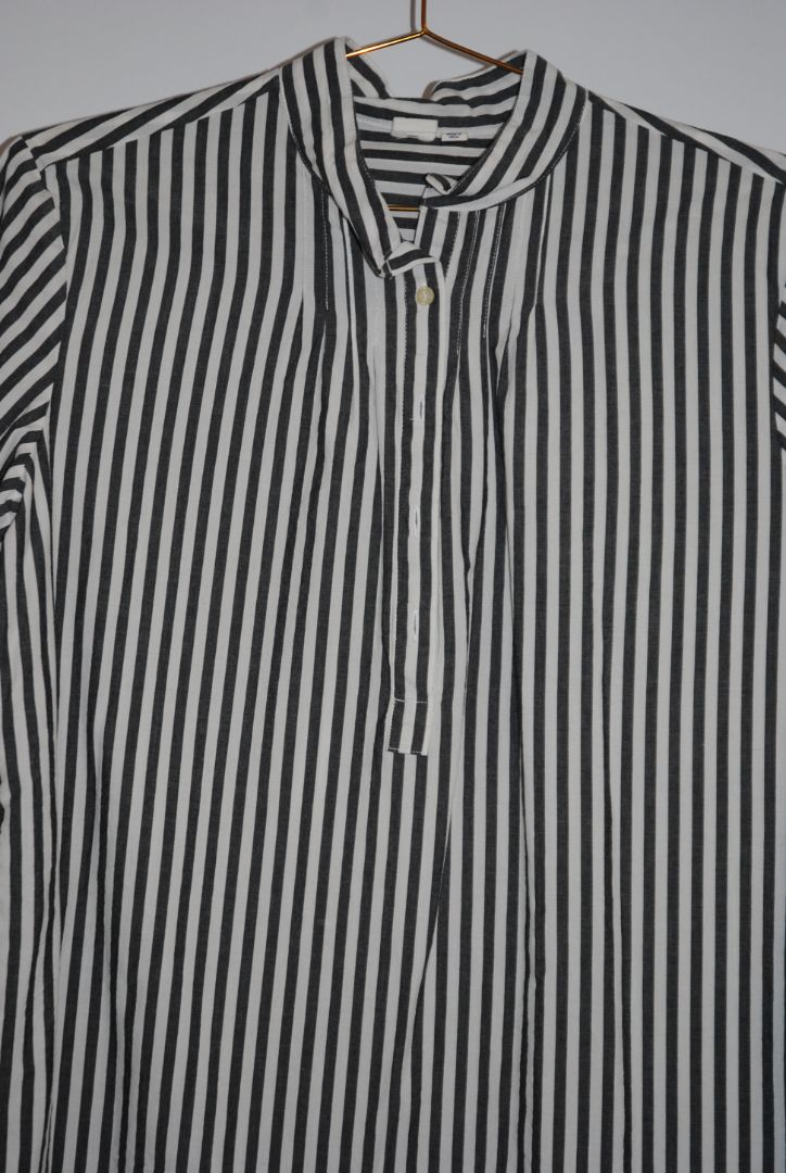 GAP Black White Stripe Band Collar Blouse