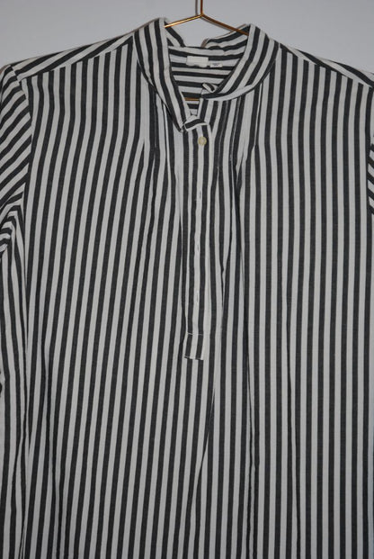 GAP Black White Stripe Band Collar Blouse
