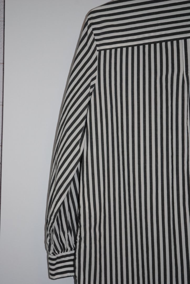 GAP Black White Stripe Band Collar Blouse