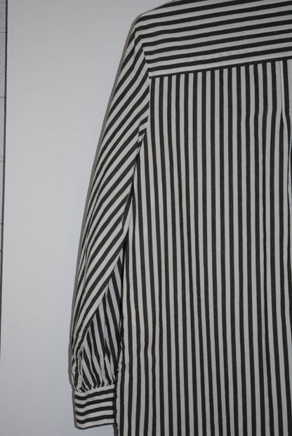 GAP Black White Stripe Band Collar Blouse