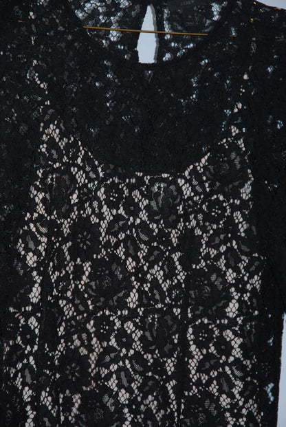J.Crew Black Floral Lace Blouse L