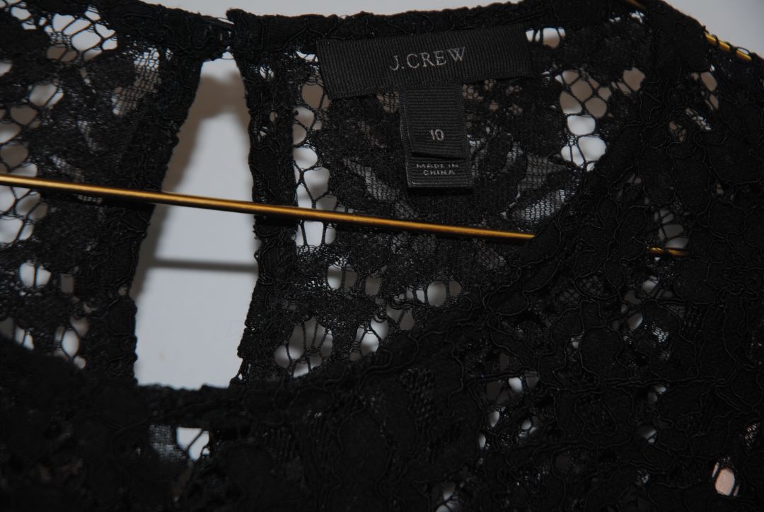J.Crew Black Floral Lace Blouse L