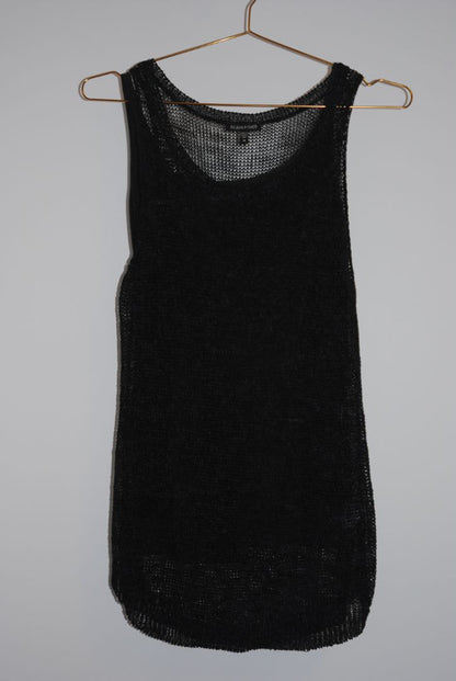 Eileen Fisher Black Open-Knit Sleeveless Top L