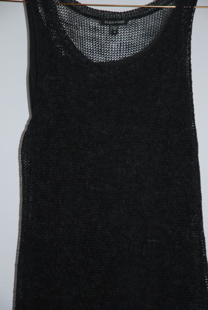 Eileen Fisher Black Open-Knit Sleeveless Top L