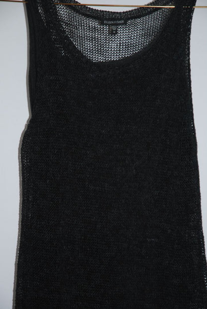 Eileen Fisher Black Open-Knit Sleeveless Top L