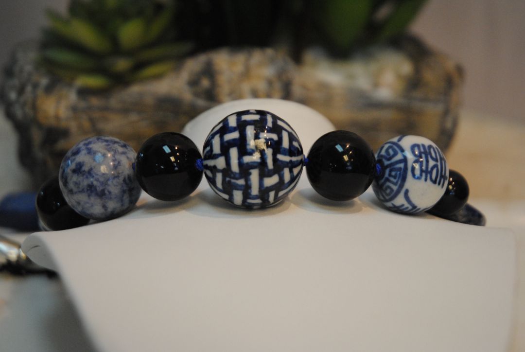 Arlene Palmer Blue White Porcelain Necklace