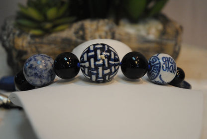 Arlene Palmer Blue White Porcelain Necklace