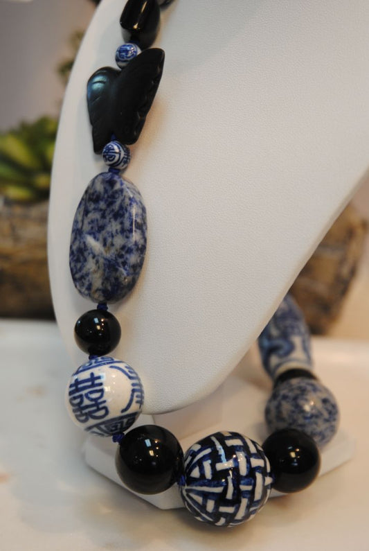 blue multi Arlene Palmer Sole Lite Porcelain Necklace, one size