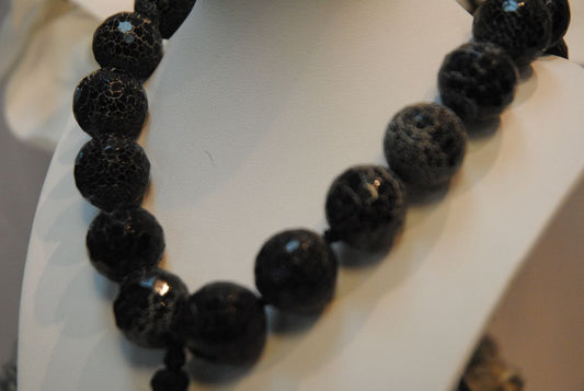 onyx Arlene Palmer Crackle Agate Obsidian Necklace, one size