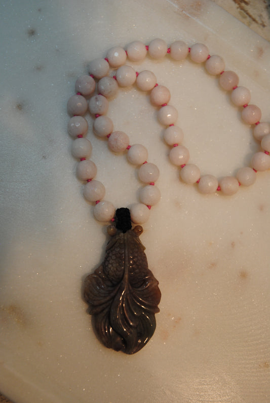 blush pink Arlene Palmer opera necklace, one size
