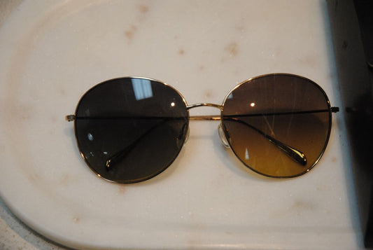 brown gradient Oliver Peoples round metal frame