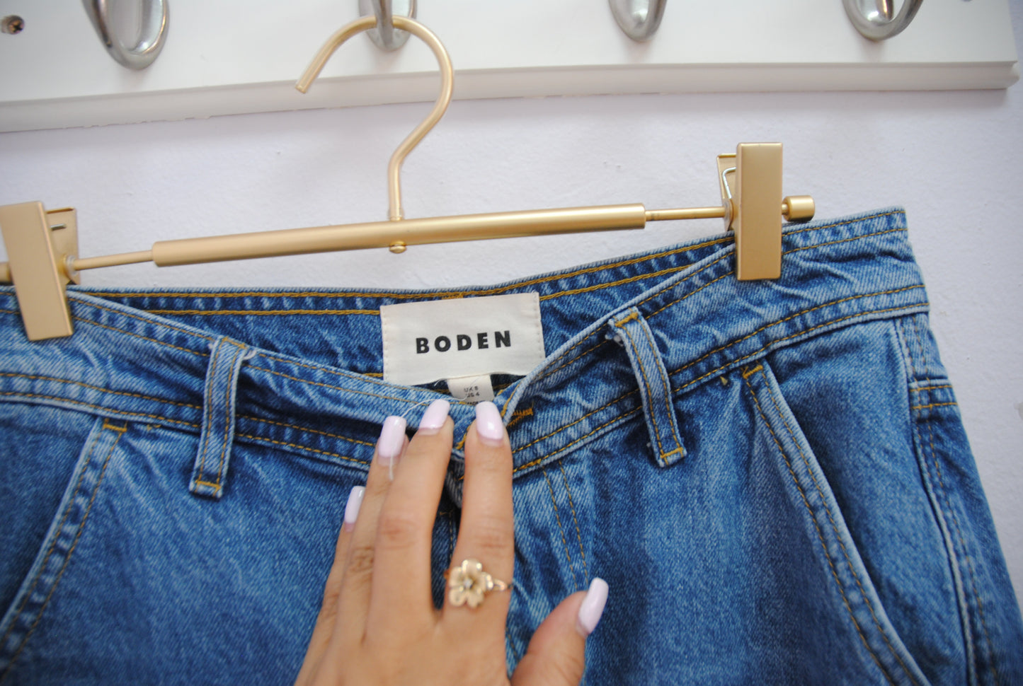Boden Medium Wash Denim Midi Skirt 4