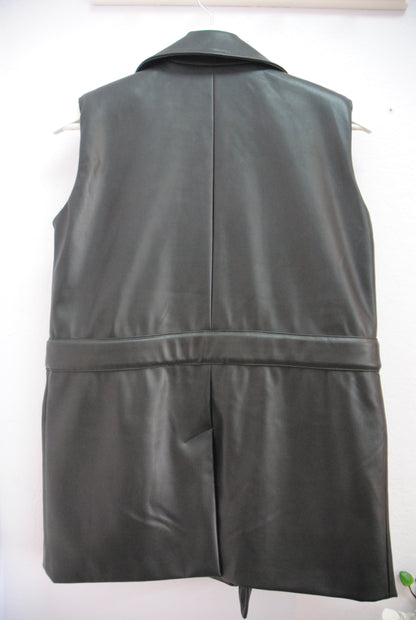 Bar III Black Faux Leather Vest PXS