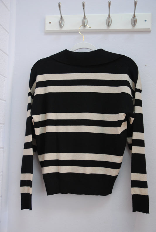 black multi  T Tahari striped long sleeve , S