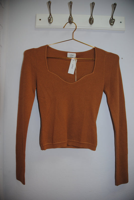 tan  Wilfred long sleeve crop top , S