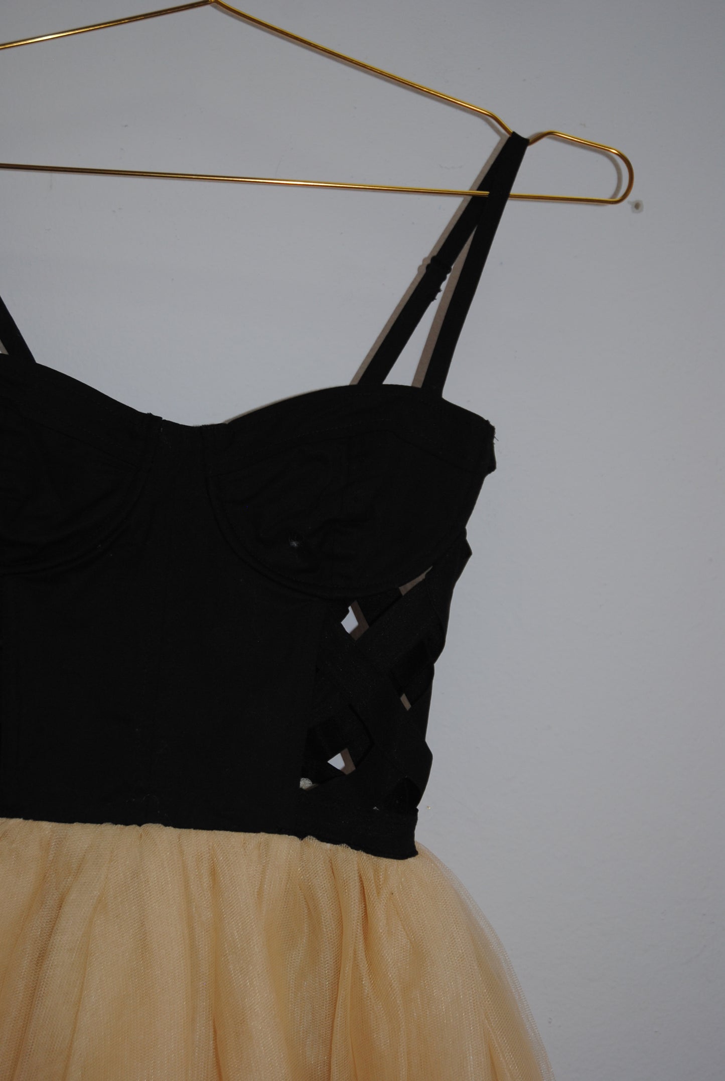 Hellz Black Nude Corset Tulle Mini Dress XS