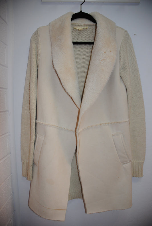 white creme Lovestictch sweater jacket, S